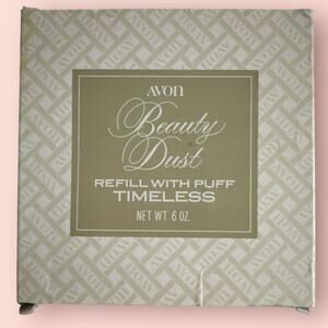 Vtg Avon Beauty Dust Timeless Refill & Powder Puff Dusting Powder NIB NOS 6 Oz